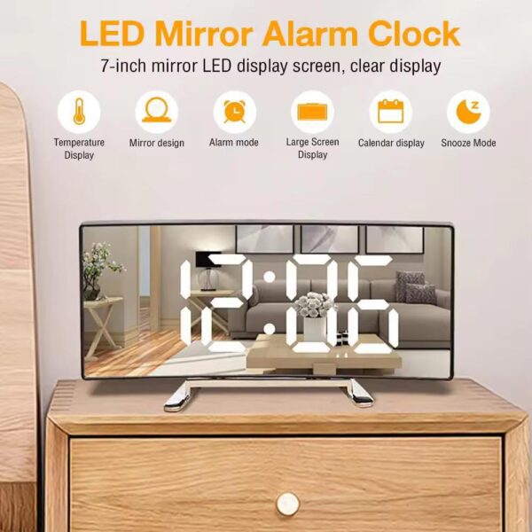 LED Mirror Alarm Clock - Image 2