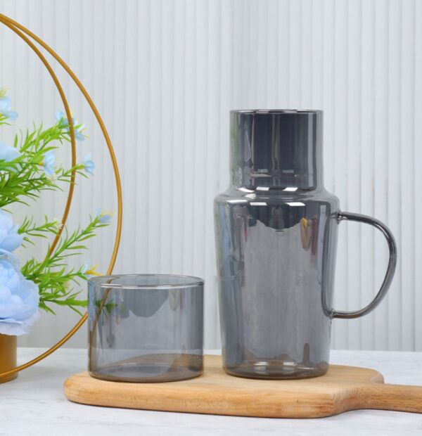 Modern Glass Bedside Water Carafe with Tumbler Set - Image 5