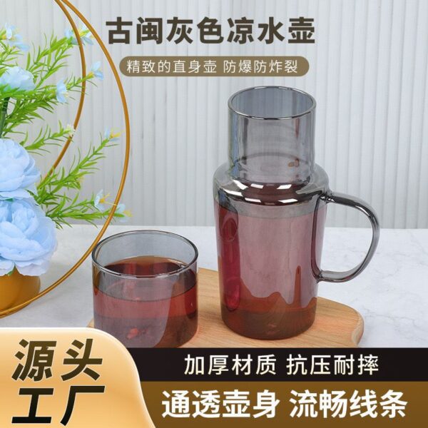 Modern Glass Bedside Water Carafe with Tumbler Set - Image 2