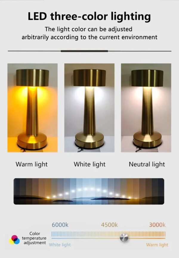 Modern Cordless Dumbbell LED Table Lamp with Touch Control - Image 3