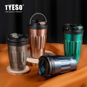 TYESO Stainless Steel Portable Tumbler with Flip Lid (400ML)